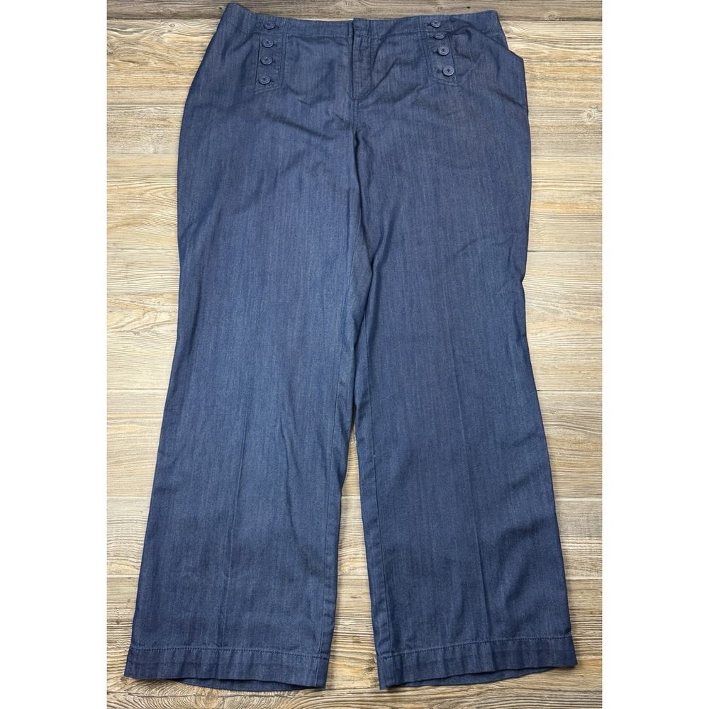 Talbots Trouser Jeans 18W (40x31) Cotton/Tencel Lightweight Wide Leg Denim Blue